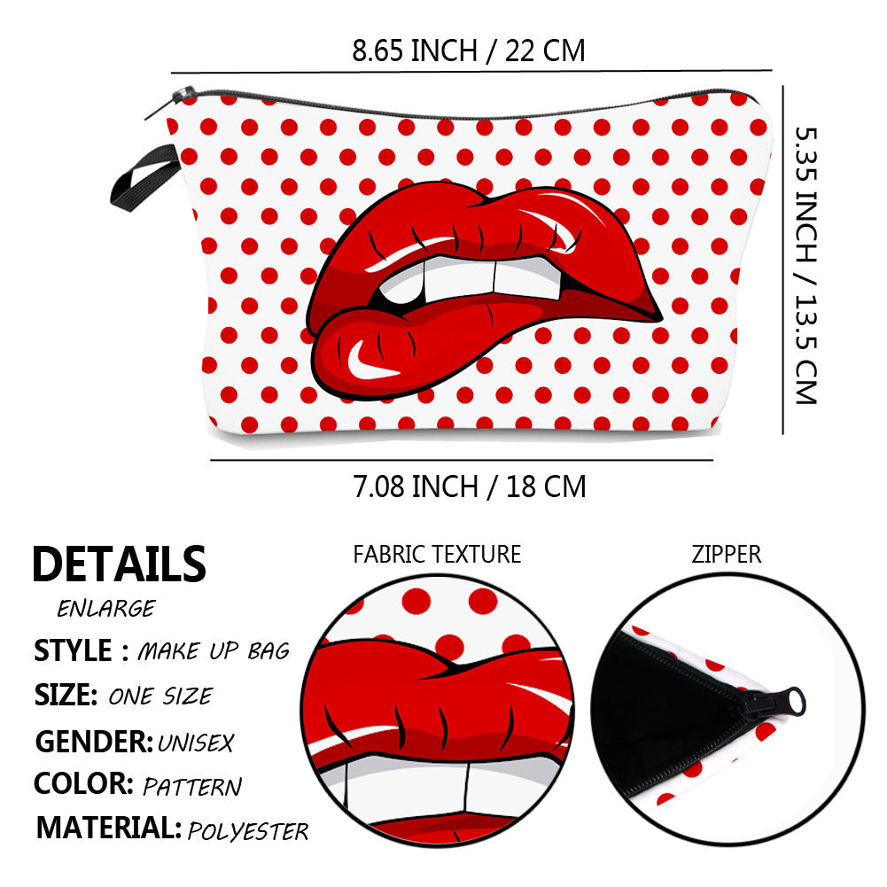 Wholesale Polyester Lip Biting Digital Printing Cosmetic Storage Bag